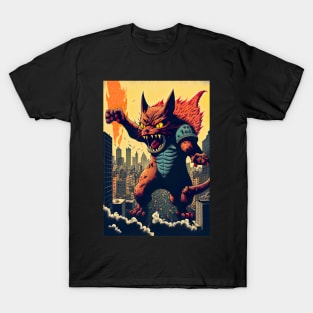 Giant Monster Cat attacking the city T-Shirt